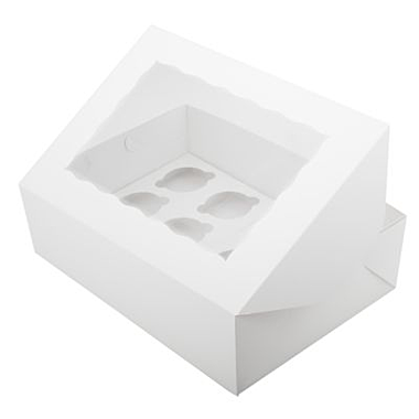 Коробка для капкейков на 4 шт белая 16*16*10 см